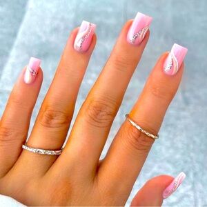 Pink Pop Glue On Nails/Glue Included